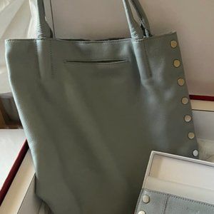 Hammitt Oliver Medium DUST BLUE Pebbled Leather Shoulder Tote Handbag
